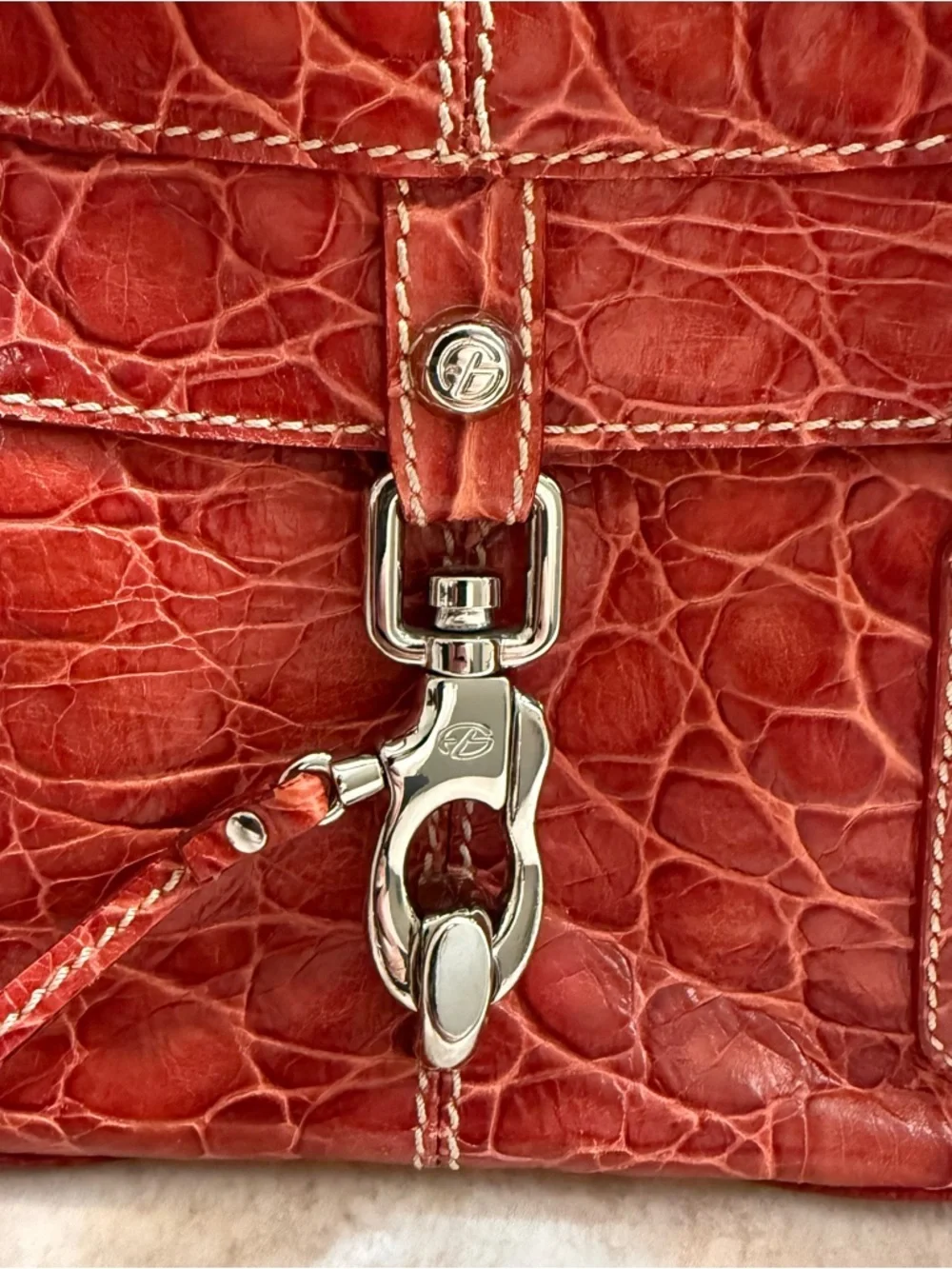 Francesco Biasia Red Braided-Handle Women’s Satchel Bag - Picture 5 of 13